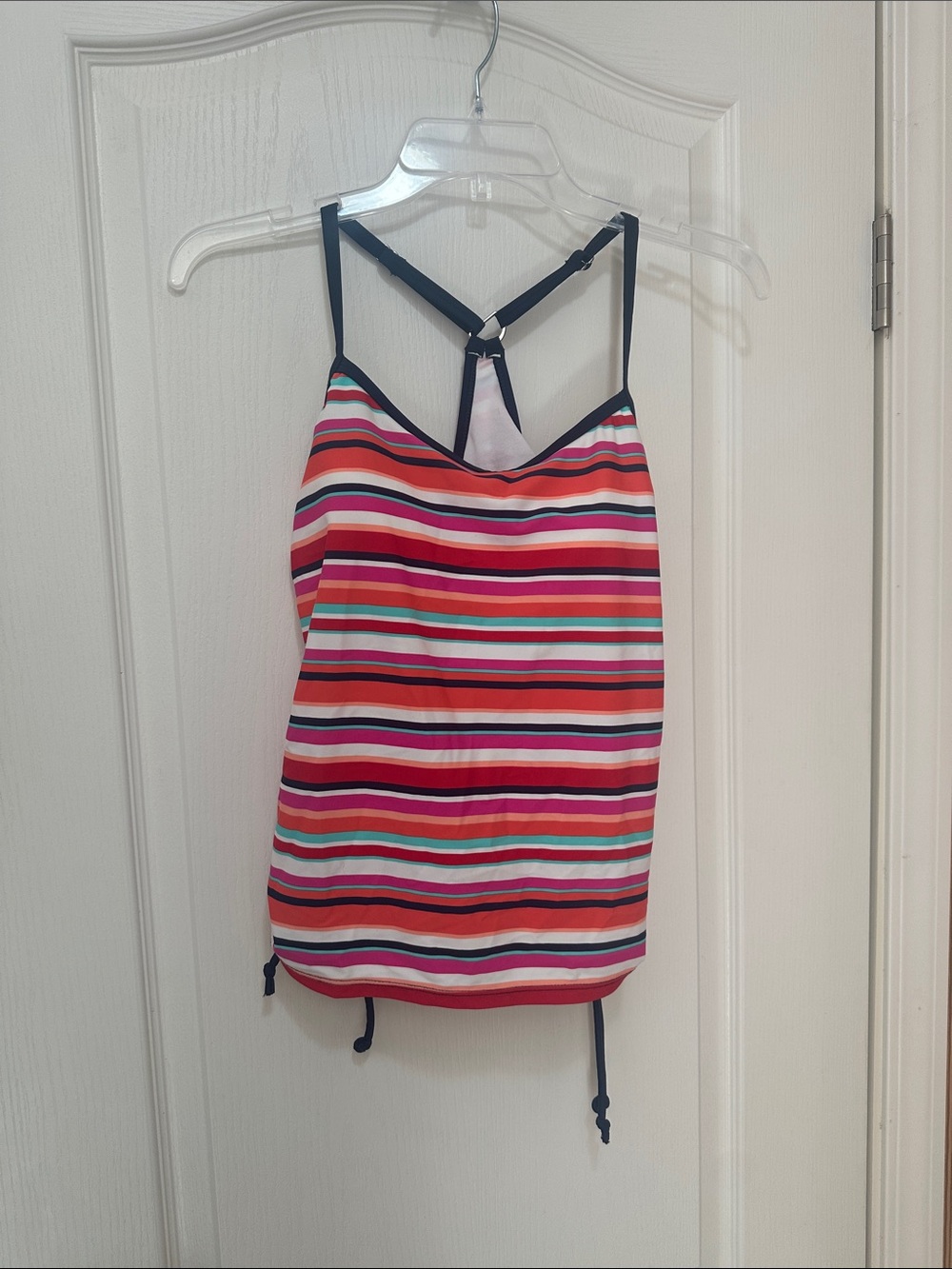 Striped Adjustable-strap swim suit Top in Multicolor
